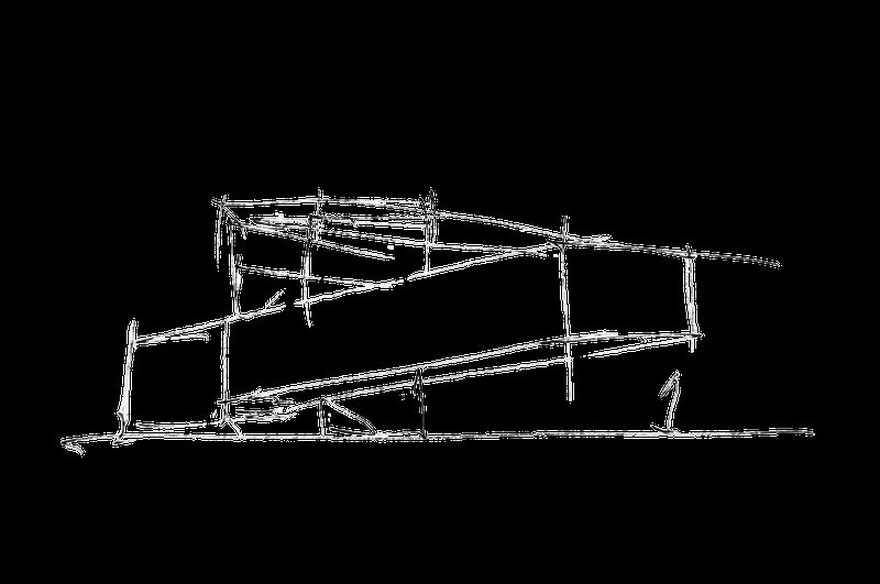 Boceto arquitectónico a mano de una vivienda
